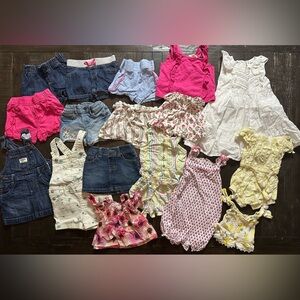 (18 Pieces) Mixed Lot Baby Girl Summer Clothes, size 24 Months and 2T.